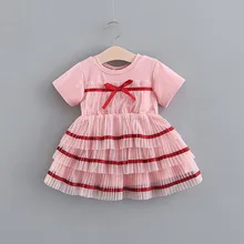 Платья для маленьких девочек бальное платье принцессы для девочек детское платье От 2 до 6 лет Детская одежда розового цвета