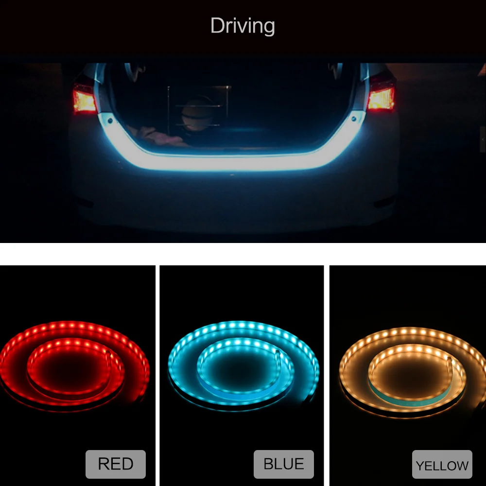 

Car LED Strip Lighting Rear Trunk Tail Light Dynamic Streamer Brake Turn Signal Reverse Leds Warning Light Signal Lamp