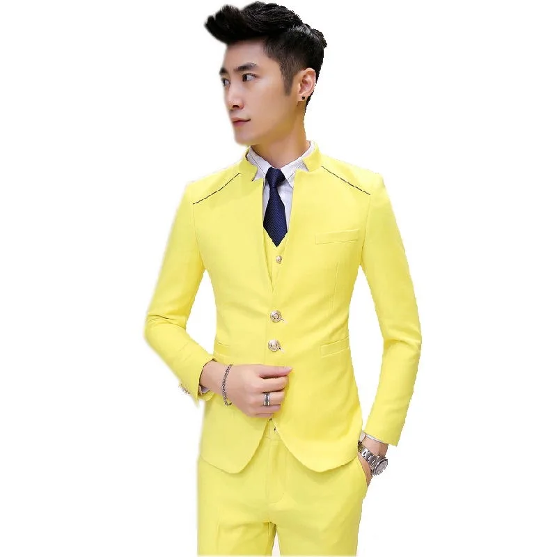 2016 new arrival high quality skinny yellow suits men,casual suits men,terno,wedding adress men