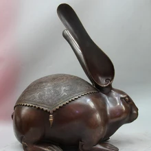 Песня voge gem S1319 Китай Красный Медь Бронза Цветок Животное Харе Кони Кролика Зодиака Статуя Скульптура