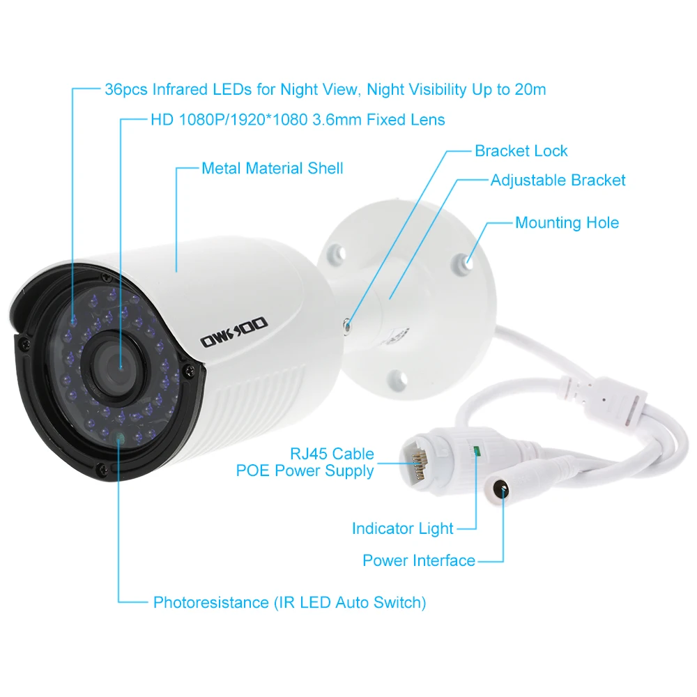 OWSOO 1080P HD IP камера мп P2P POE Onvif с 36 ик светодиодами режим ночного видения функция