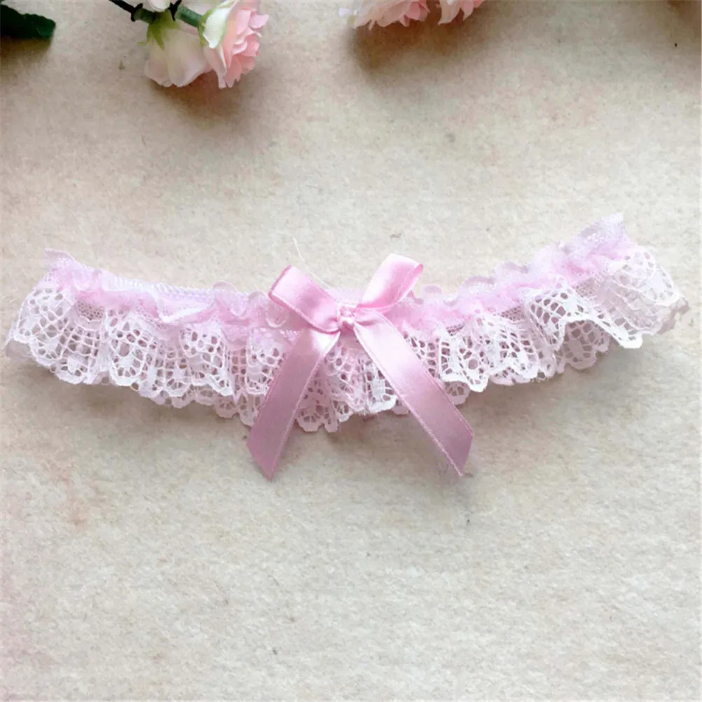 1 шт., свадебное белье для вечеринки, косплей, подвязки для ног, пояс на подвязках, сексуальное женское кружевное платье с цветочным бантом для девочек - Цвет: Розовый