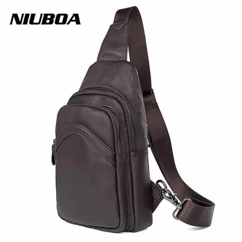 

Genuine Leather Men's Crossbody Bag Single Shoulder Chest Sling Pack Bag Korean Leisure Messenger Crossbody Chest Bags for Men