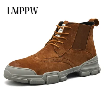 

Luxury Brand Men's Designer Chelsea Boots Fashion Genuine Leather Men Ankle Boots New 2019 Autumn Winter Male Work Ankle Shoes