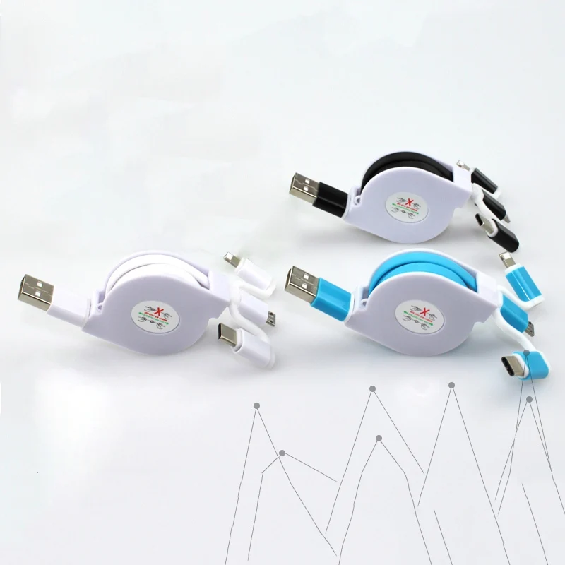 

3 In1 Retractable Data Speed Charge Cable For Android Apple Type-C Charging Cable Universal Portable Fast Mobile Phone Line Data
