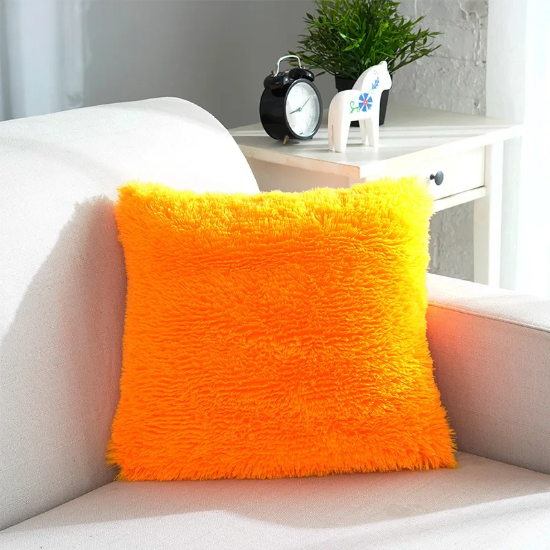 Домашние Декоративные диванные подушки, плюшевая однотонная подушка, подушка для дивана