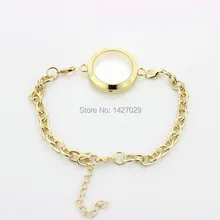 Высокое качество цинковый сплав золота 30 мм круглый обычный магнитный плавающей медальон браслет B0001