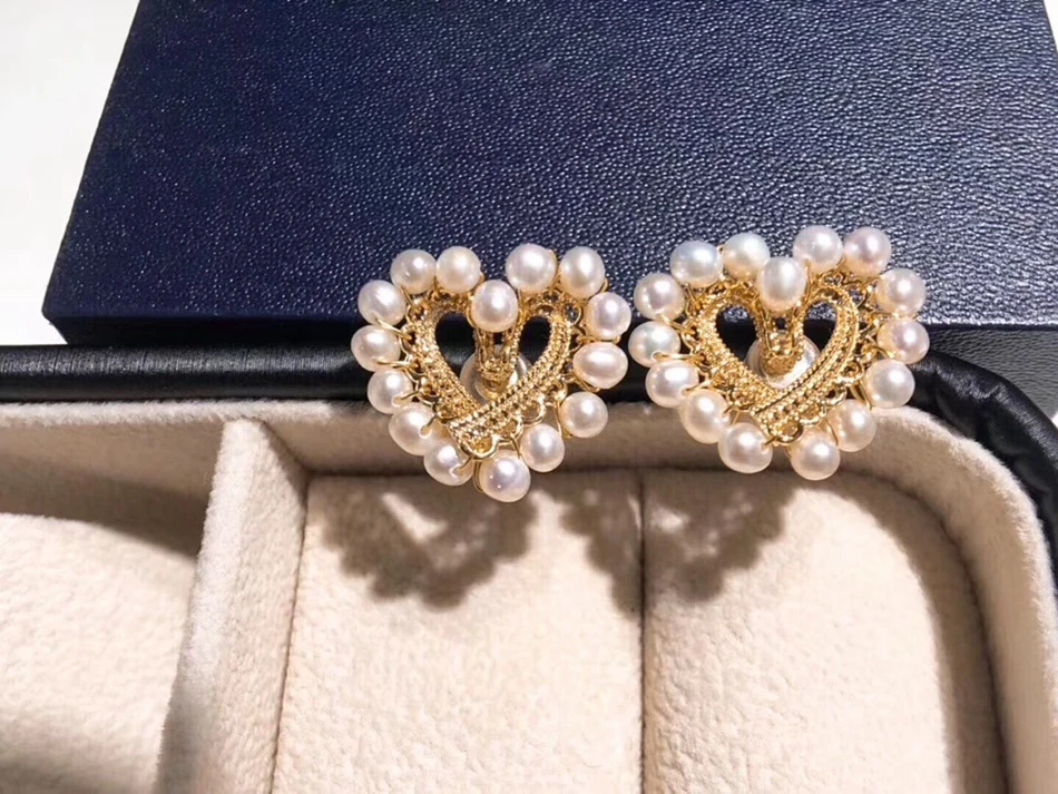 Yuaner модные новые элегантные 14k золотые кружевные плетеные жемчужные серьги