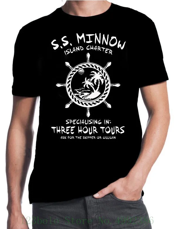 

Gilligans Island Ss Minnow 3 Hour Tours Funny 80's Sitcom Gilligan Black T Shirt Short Sleeve Tshirt Cotton T Shirts