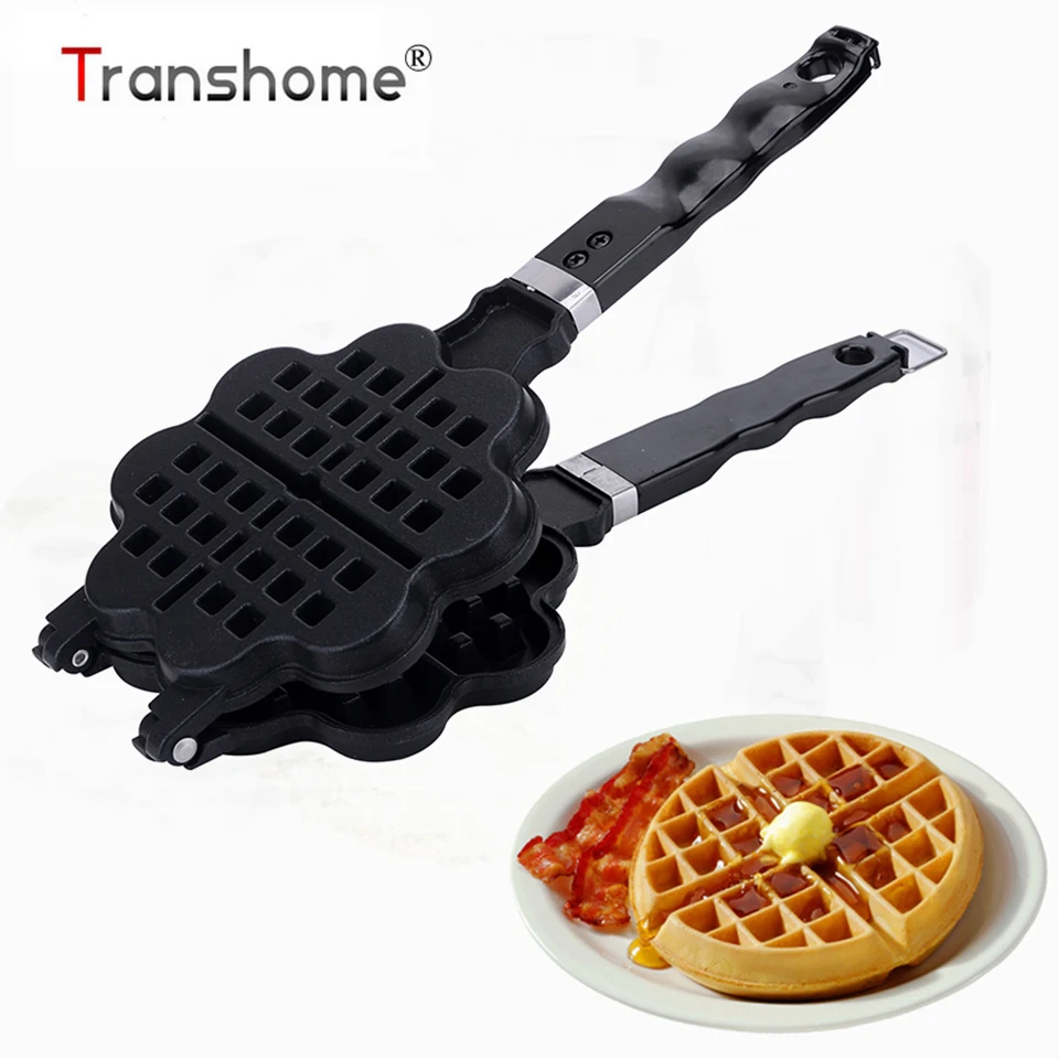 Transhome Waffle Maker Non stick Metal Waffle Mold DIY Heart Shape Egg