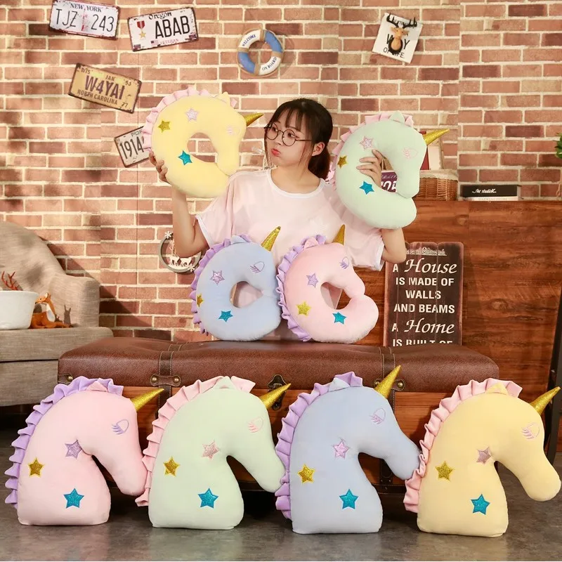 cartoon Soft Down Plush Unicorn doll pillow Colorful Unicorn U Shaped Neck Pillow Stuffed Animal Horse Cushion Christmas Gift cartoon Soft Down Plush Unicorn doll pillow Colorful Unicorn U Shaped Neck Pillow Stuffed Animal Horse Cushion Christmas Gift