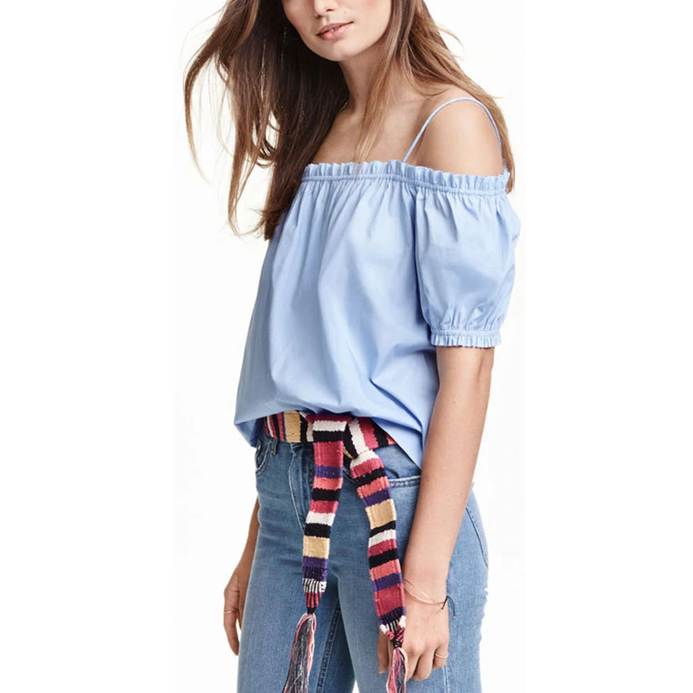 Popular Off Shoulder Tops Spaghetti Strap Neck Blouse-Buy