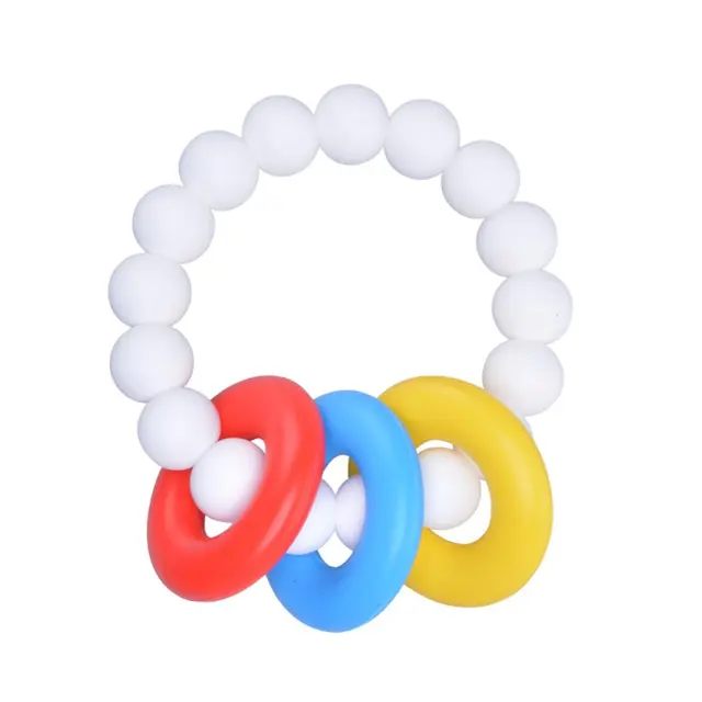 Food Grade Silicone Baby Teether Colorful Soothing Teething Ring Non
