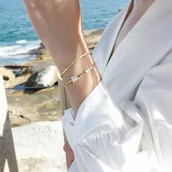 Silvology 925 Sterling Silver Double Layer Bracelets 4A Square Zircon Asymmetry Chain Elegant Female Bracelets Leisure Jewelry Silvology 925 Sterling Silver Double Layer Bracelets 4A Square Zircon Asymmetry Chain Elegant Female Bracelets Leisure Jewelry