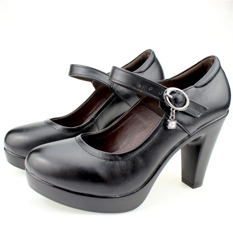 Мэри Джейн Лодочки на платформе из натуральной кожи Для женщин очень высокий каблук суд круглый носок Удобная Бизнес обувь Uninnova WP075-2
