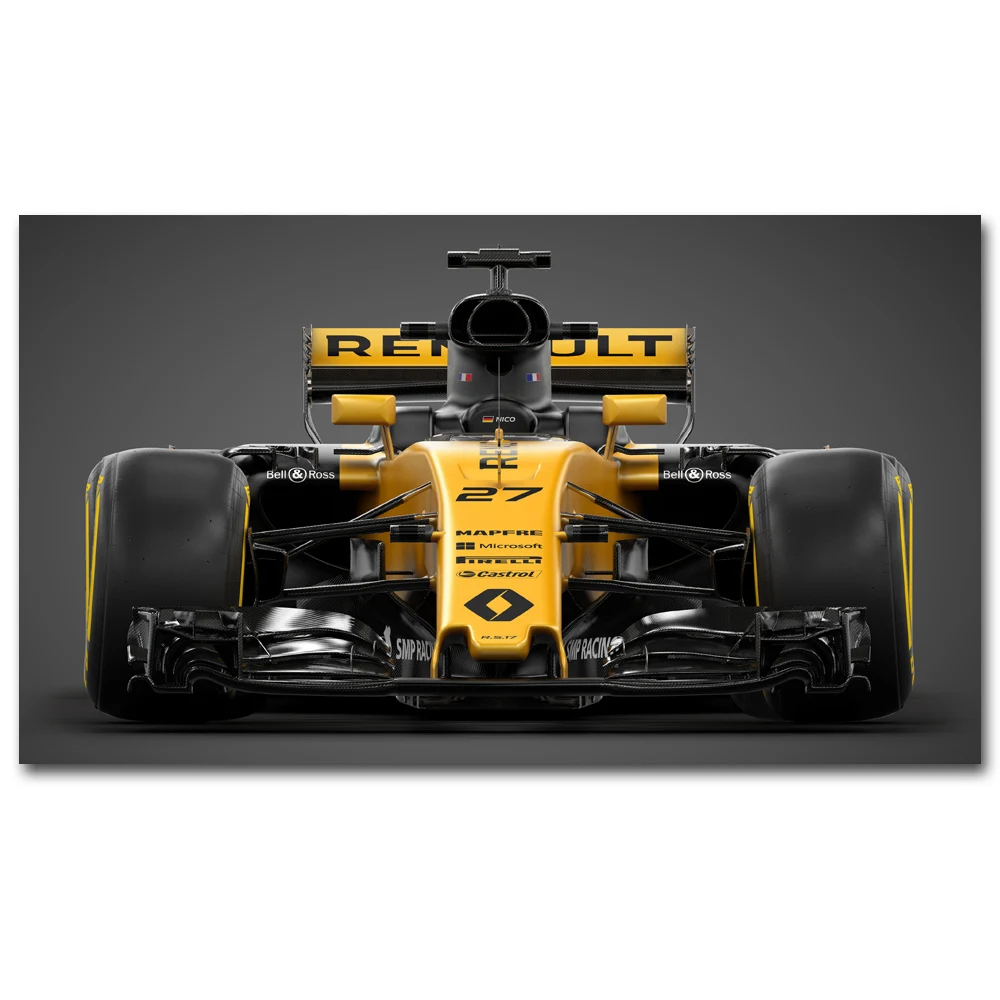 Формула 1 гоночного автомобиля Renault R.S.17 Желтый спортивный автомобиль настенные
