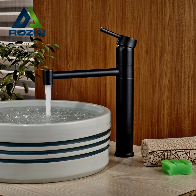 

Luxury Deck Mount Long Spout Basin Sink Faucet One Hole/handle with Hot Cold Water Oil Rubbed Bronze