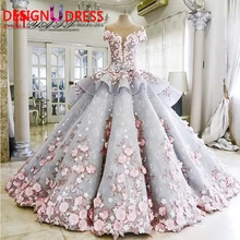 vestidos de novia 2017 Luxury Ball Gown Wedding Dresses Princess Sweetheart Pink Hnadmade Made Flowers Court Train Bridal Gowns