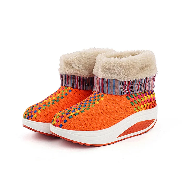 SWYIVY/Женская Тонирующая обувь; Зимняя Теплая Бархатная обувь ручной работы; обувь для танцев; коллекция года; обувь на платформе в китайском стиле; мягкая обувь для похудения для женщин - Цвет: Оранжевый