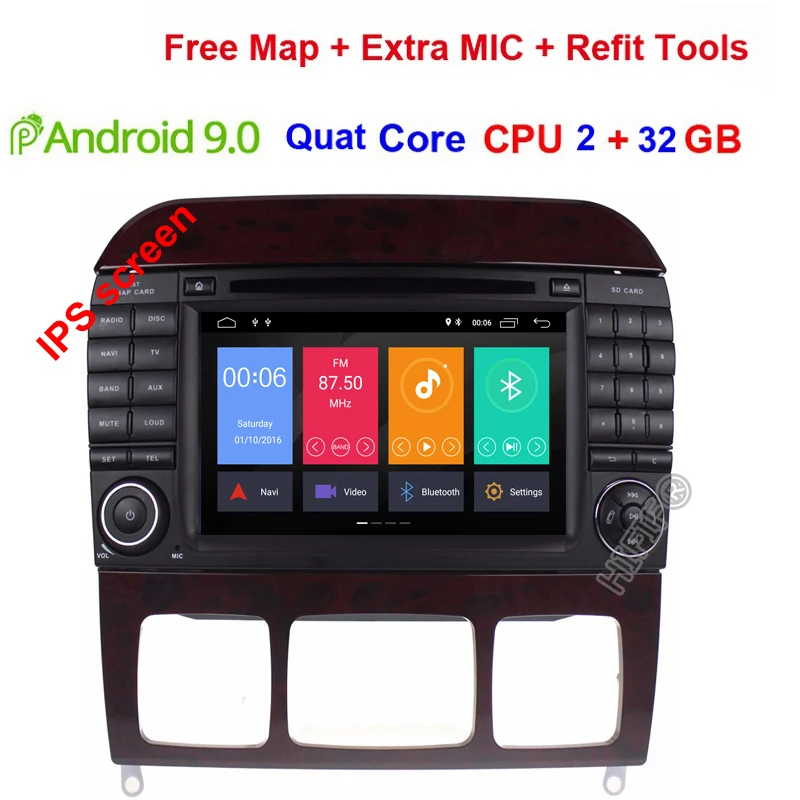 Best DSP 7" Android 9.0 4G RAM Radio GPS Car DVD Player for Mercedes Benz S-Class W220 S280 S320 S350 S400 S430 S500 1998-2004 2005 5
