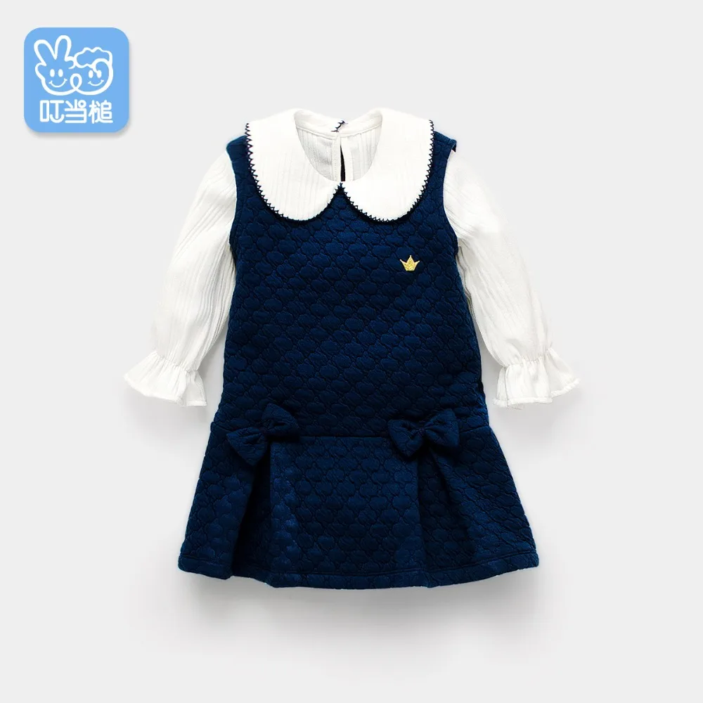 Осеннее модное платье-майка с бантом для маленьких девочек детское праздничное платье на день рождения Одежда для маленьких детей от 0 до 5 лет