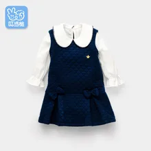 Осеннее модное платье-майка с бантом для маленьких девочек детское праздничное платье на день рождения Одежда для маленьких детей от 0 до 5 лет