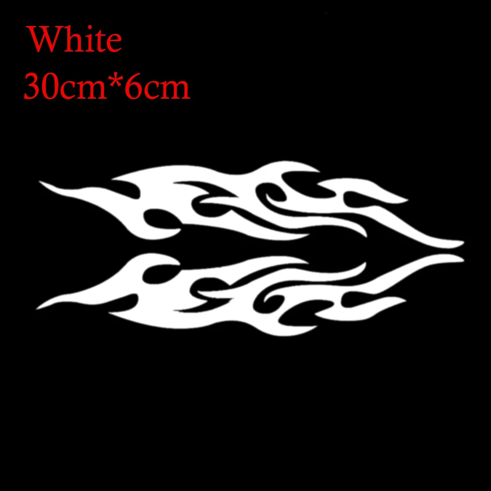 2 шт универсальные автомобильные наклейки для стилизации капота двигателя Мотоцикл Наклейка Декор Фреска Виниловые покрытия авто пламя наклейка в форме пламени автомобиль-Стайлинг - Название цвета: 30cm white
