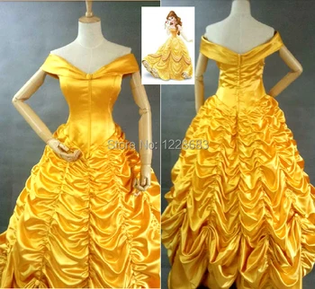 

Free Shipping New Arrival High Quality Custom Made Women Cartoon Cosplay Fantasia Hallween Adult Princess Belle Costume