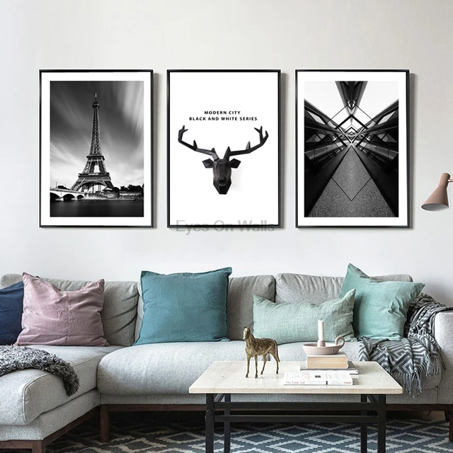Abstract Eiffel Tower Posters Minimalist Art Canvas Painting Black Abstract Eiffel Tower Posters Minimalist Art Canvas Painting Black White Cityscape Wall Pictures Print Modern Home Office Decor