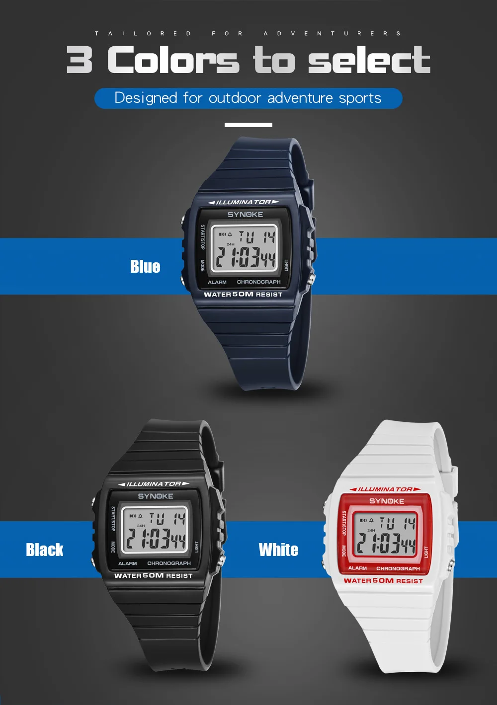 SYNOKE мужские цифровые часы модные Водонепроницаемый светодиодный часы класса люкс Фитнес открытый хронограф наручные электронные для Для