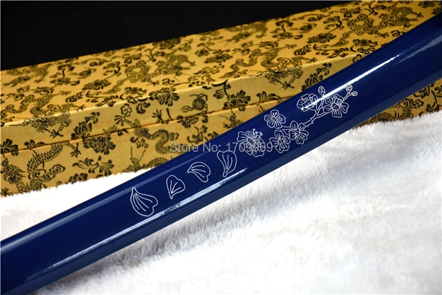 Blue 1090 Carbon Steel Sharp Japanese Samurai Sword Katana Full Tang Home Decoration Collection Real Asian Knife Saber