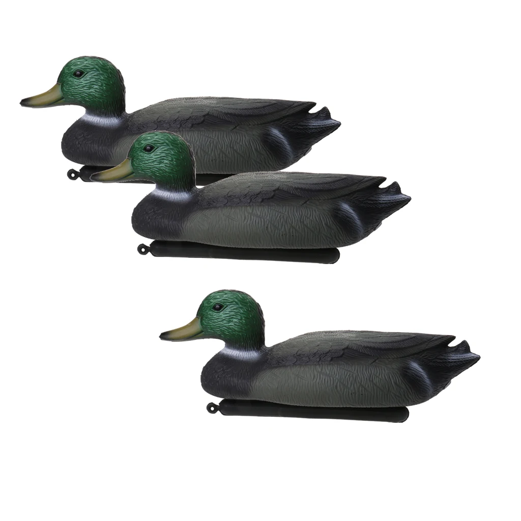 3 Pieces Hunting PE Plastic Duck Decoy Drake With Floating Keel Garden Decor, Black Green 3 Pieces Hunting PE Plastic Duck Decoy Drake With Floating Keel Garden Decor, Black Green