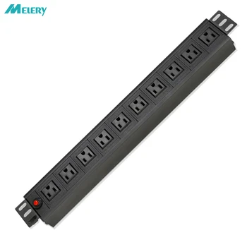 

1.5U PDU Power Strip Cabinet Distribution Unit Surge Protector Socket 10 US Plug Outlets Overload Protection 2m Extension Cord