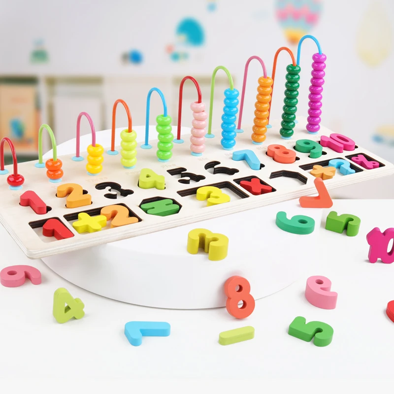  Children Wooden Toys Abacus Montessori Materials Learn Count Numbers Matching Digital Match Early E - 33047280884