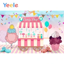 Yeele Candy Shop Ice Cream Cart Flags Balloons Baby Kids Scene Photography Background Posters Photographic Studio Photo Backdrop