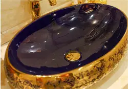 Овальный Ванная комната Lavabo Керамика столешницей умывальника гардероб ручная роспись сосуд Раковина 5018