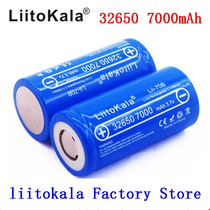 

LiitoKala Lii-70B 3.7V 32650 7000mAh Li-ion Rechargeable Battery 20A Continuous Discharge Maximum 32A High power battery