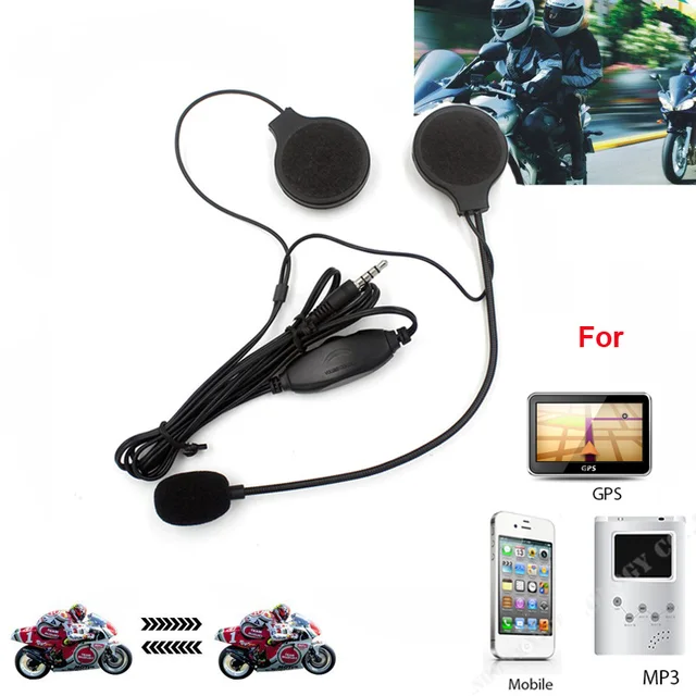 3.5mm Jack-plug Moto Motorbike Motorcycle Stereo Earphone Headset Sport Microphone For MP3 MP4 GPS Phone Music Device