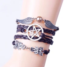 Juego de pulseras de la Amistad jettingshop para hombres con estilo búho alas de Ángel Cadena de mano infinita cuerda trenzada(China)