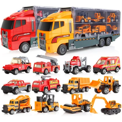 

Miniature The Models of Cars Children Van Diecast Tractor Fire Engine Excavator Garbage Truck Ambulance Boys Toys 1:64 Scale