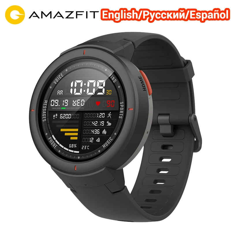 Умные спортивные часы Amazfit Verge с английским/испанским/русским Huami, 1,3 дюймов, AMOLED, с функцией телефонного звонка, gps, с функцией сердечного ритма, Смарт-часы IP68