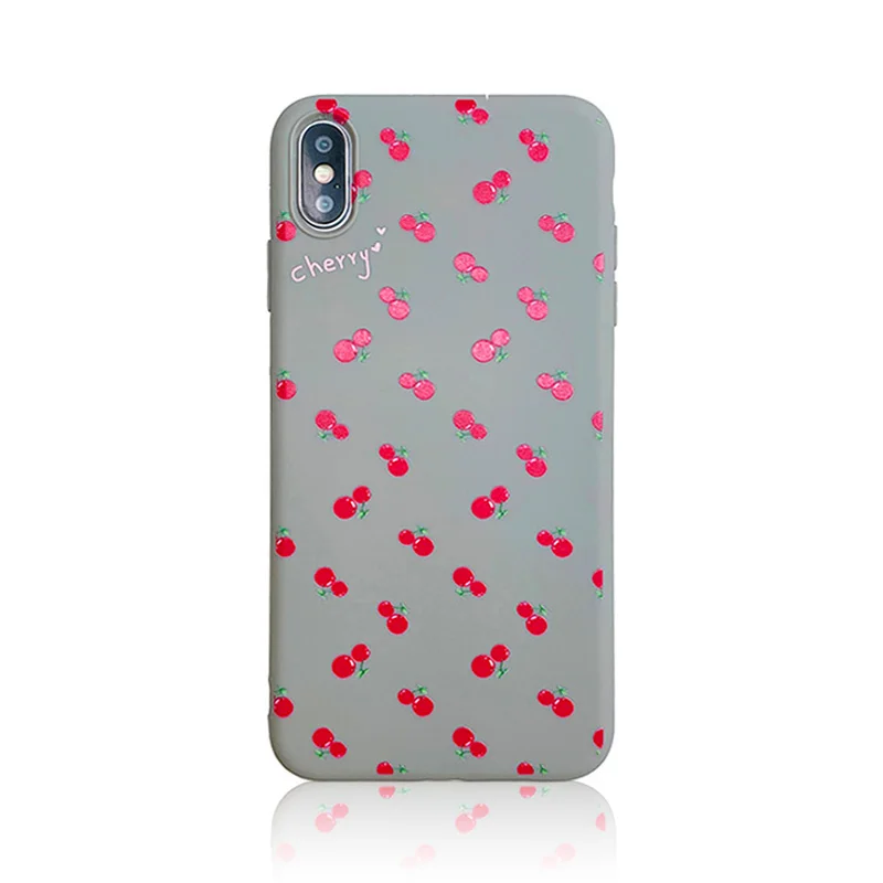 KIPX1099_2_JONSNOW Phone Case For iPhone 7 8 Plus 6S 6 Plus XS XR XS Max Cherry Pattern Soft Silicone Case Back Cover Capa Coque Fundas
