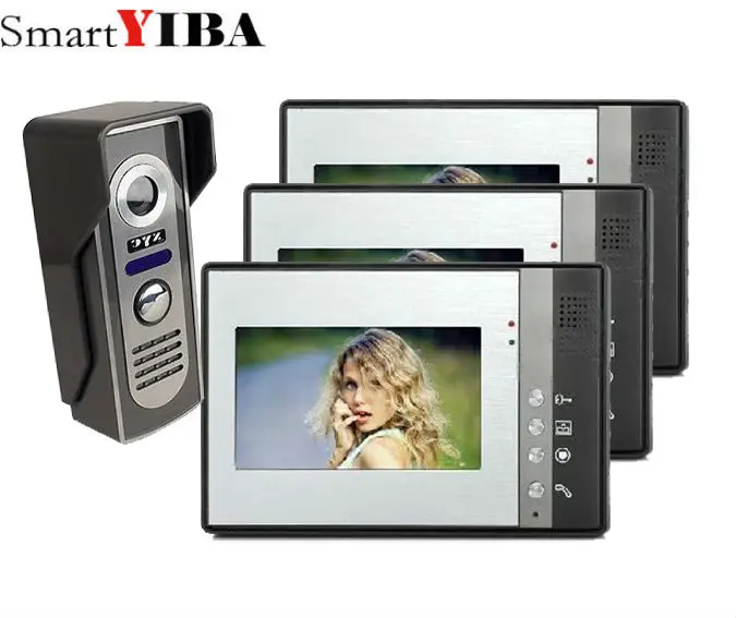 

SmartYIBA 3 monitor LCD Color Video door phone Intercom System Weatherproof Night Vision Video Intercom FREE SHIPPING