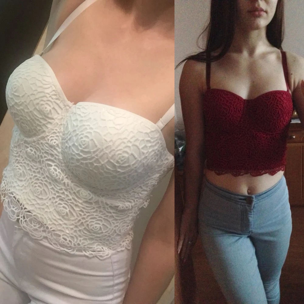 She'sModa Sweet Floral Lace Push Up Bralet Women's Bustier Corset Wedding Party Corset Cropped Top Vest Plus Size