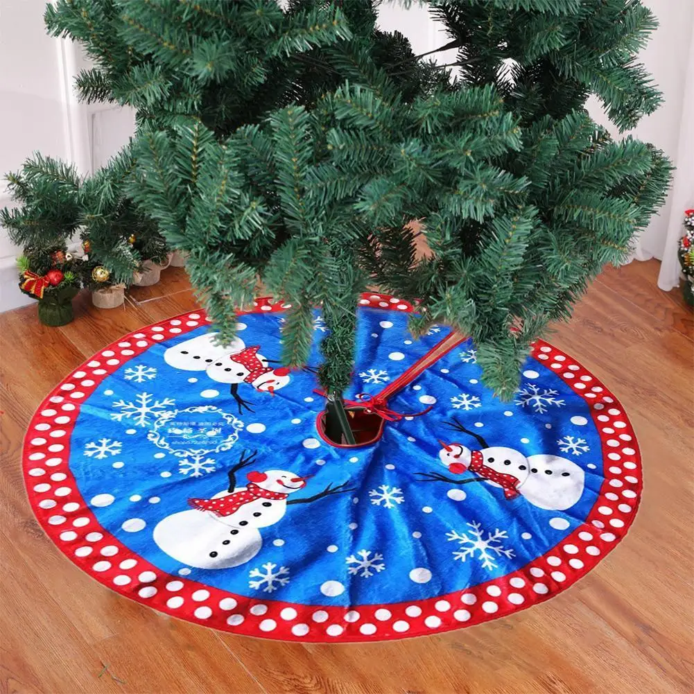 

Blue New Christmas Snowman Tree Skirt Christmas Tree Apron High-grade Flannel Decorations for Home Outdoor Decor