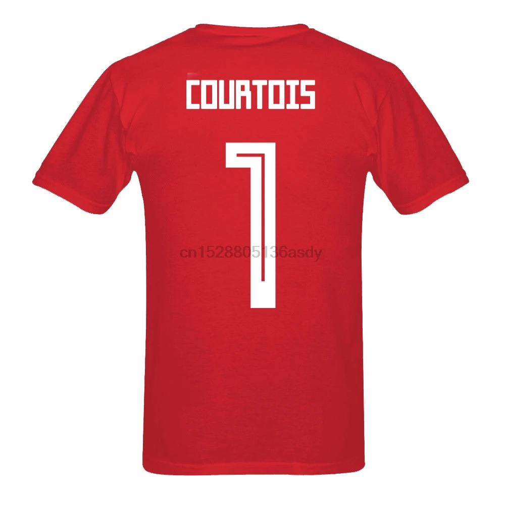 

2018 Newest Belgium Courtois Number 1 Russia World Match Cup 10 Colors T Shirt Mens Fans Footballer Short Sleeve Tee Fashion