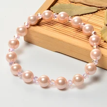 Классические розовые браслеты из натурального жемчуга изысканные 8-9 мм ручной работы Unquie ювелирные изделия из жемчуга яркие орнаменты подарок для влюбленных