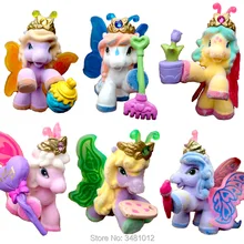 Cute Filly Stars Butterfly Wings Flocking PVC Action Figures Pegasus Little Horse Collectible Dolls Anime Figurines Kids Toys disney toys 6pcs set cute mini princess snow white mermaid pvc action figures cinderella figurines collectible dolls kids toys