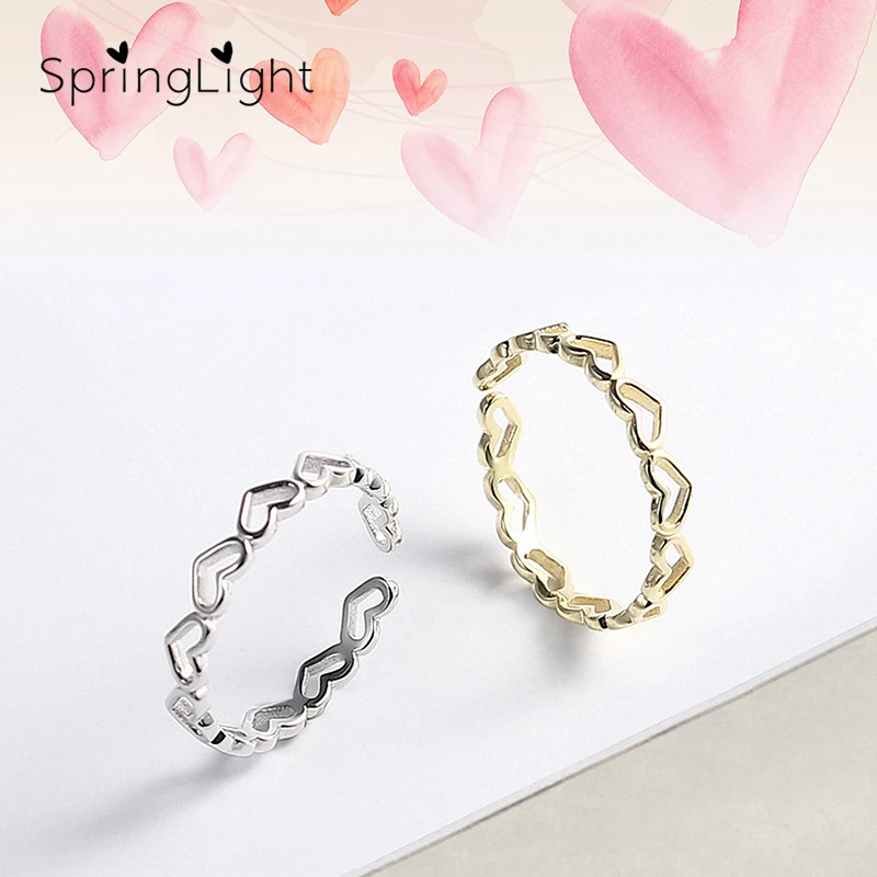 

SpringLight Delicate Hollow Love Ring Real 925 Sterling Silver Handmade Designer Fine Jewelry Romantic Gift for Women Bijoux