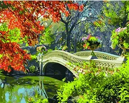 

MaHuaf-W612 brige view Framed unique landscape DIY Painting By Numbers Art Canvas Painting